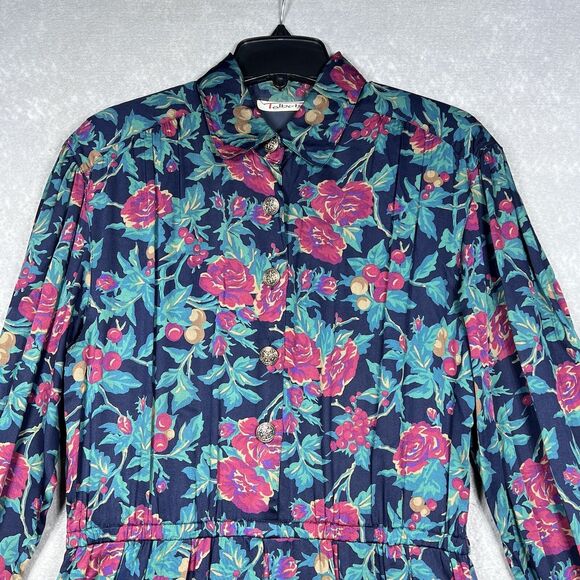 Vintage Talbots Dress Womens SZ 8 Multicolor Floral Button Down Long Sleeve Maxi - Picture 4 of 13